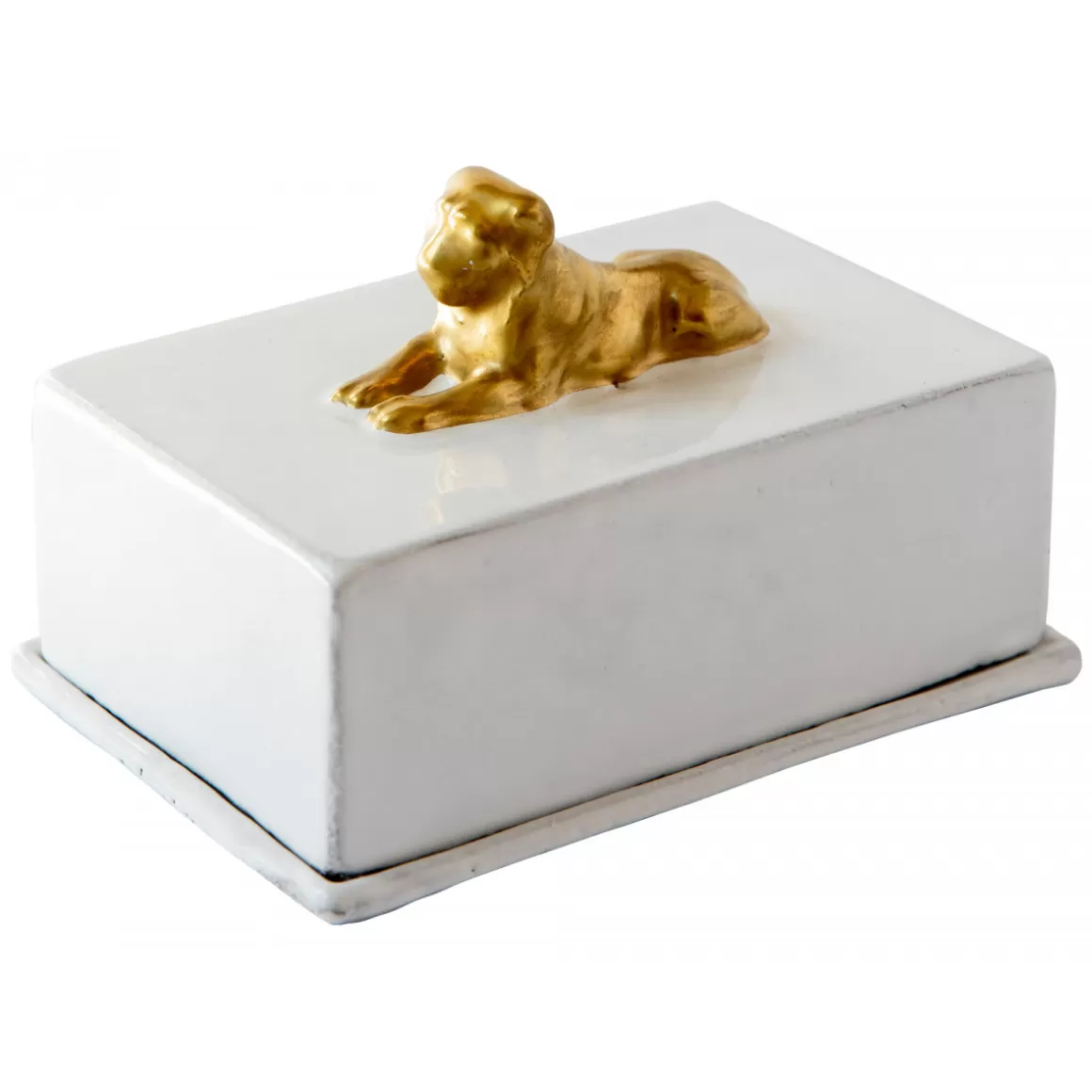 Astier de Villatte Gilded Lion Butter Dish