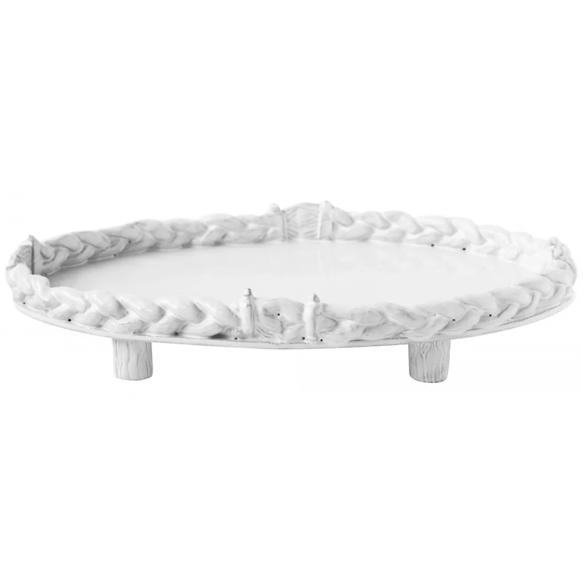 Astier de Villatte Oval Herbal Braid Platter With Feet