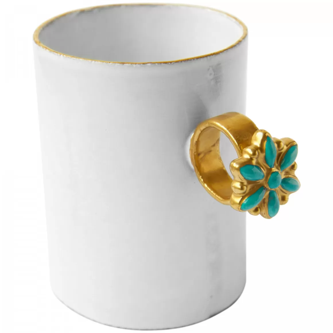 Astier de Villatte Turquoise Flower Ring Cup